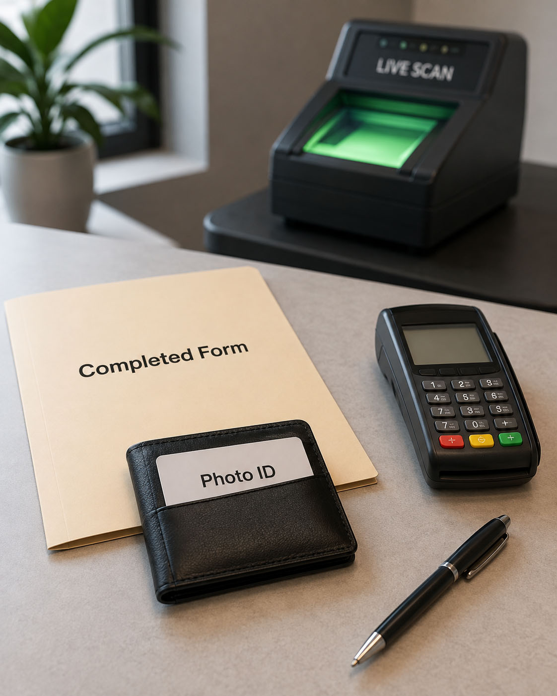 form, photo id, and payment method file